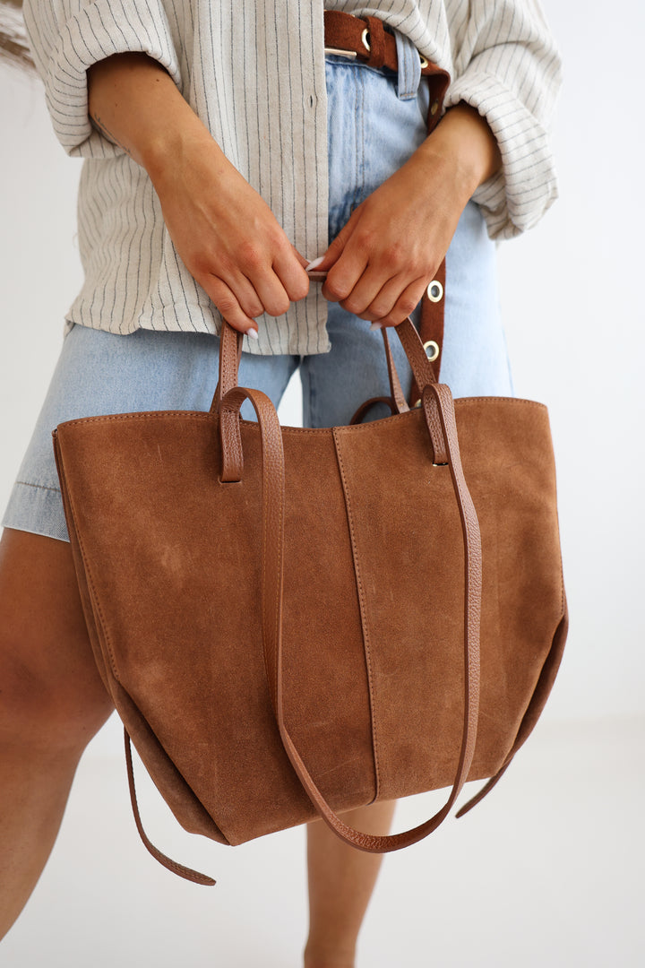 Vintage Tote Bag aus Wildleder Pia