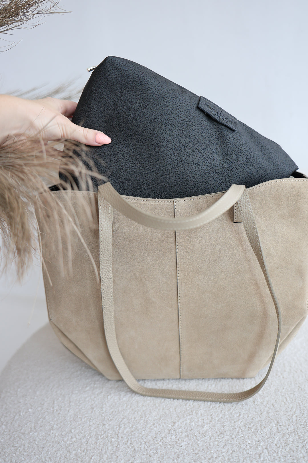 Vintage Tote Bag aus Wildleder Pia