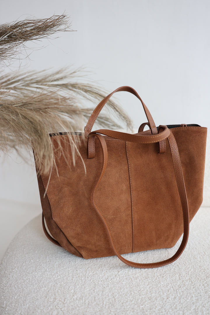 Vintage Tote Bag aus Wildleder Pia