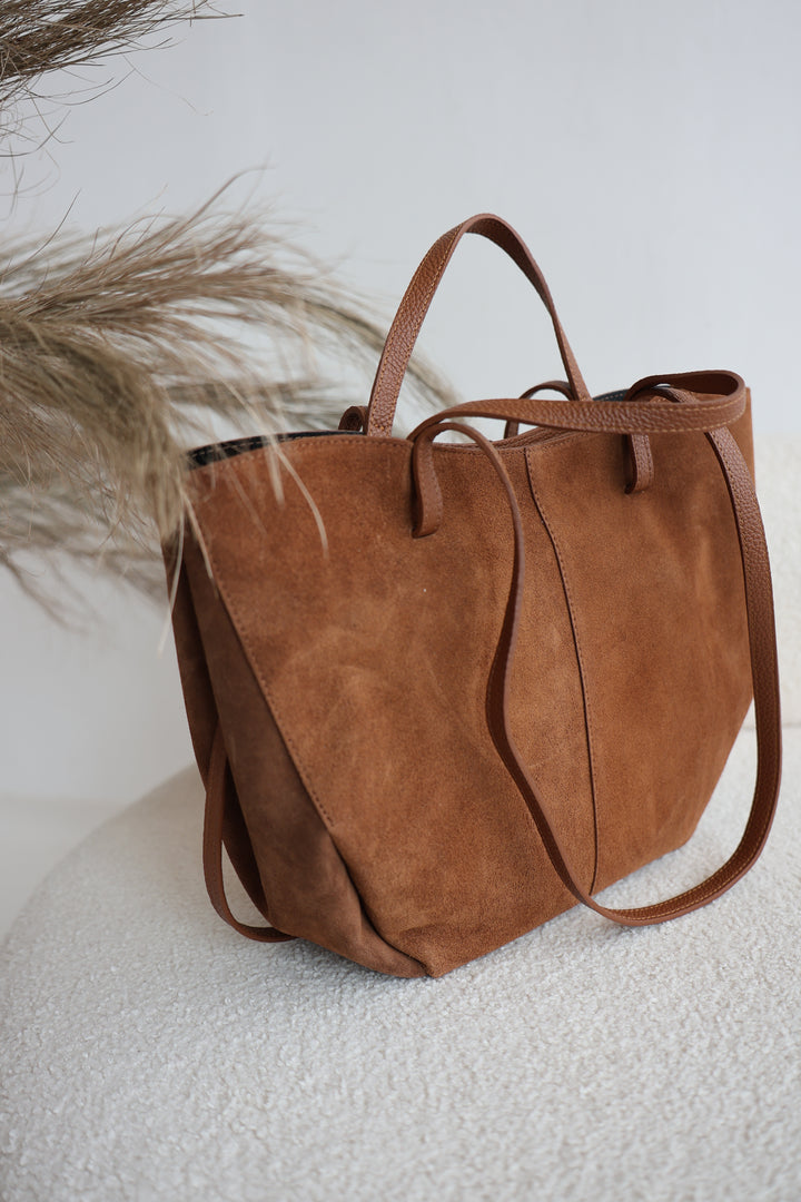 Vintage Tote Bag aus Wildleder Pia