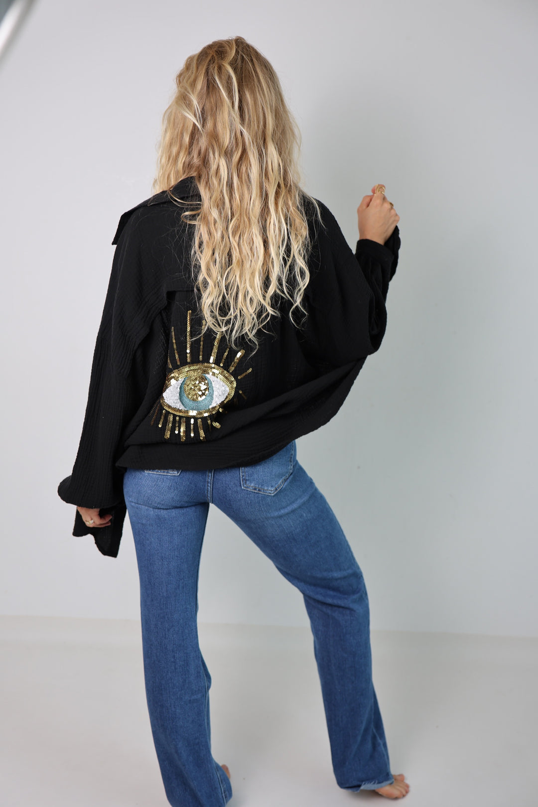 Oversize Blusenhemd aus Musselin Golden Eye