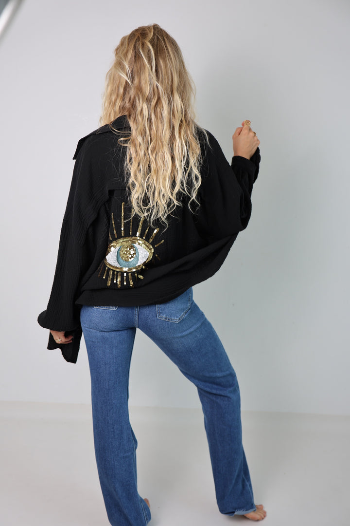 Oversize Blusenhemd aus Musselin Golden Eye