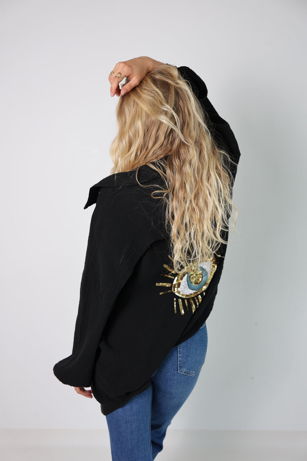 Oversize Blusenhemd aus Musselin Golden Eye