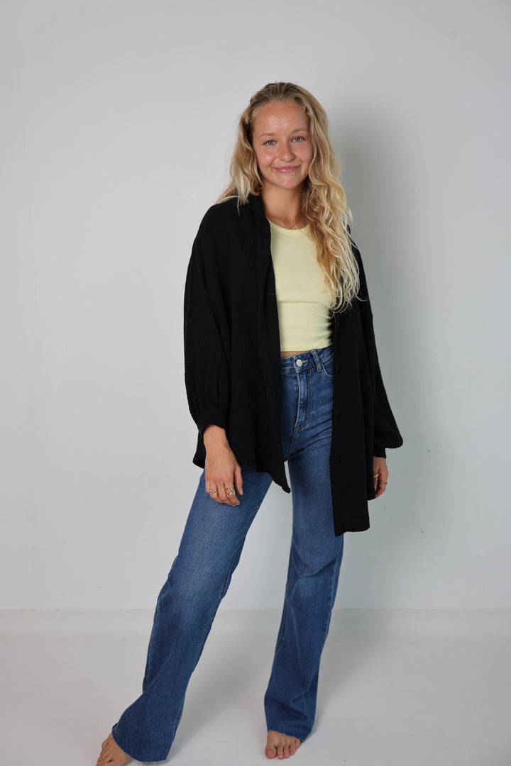 Oversize Blusenhemd aus Musselin Golden Eye