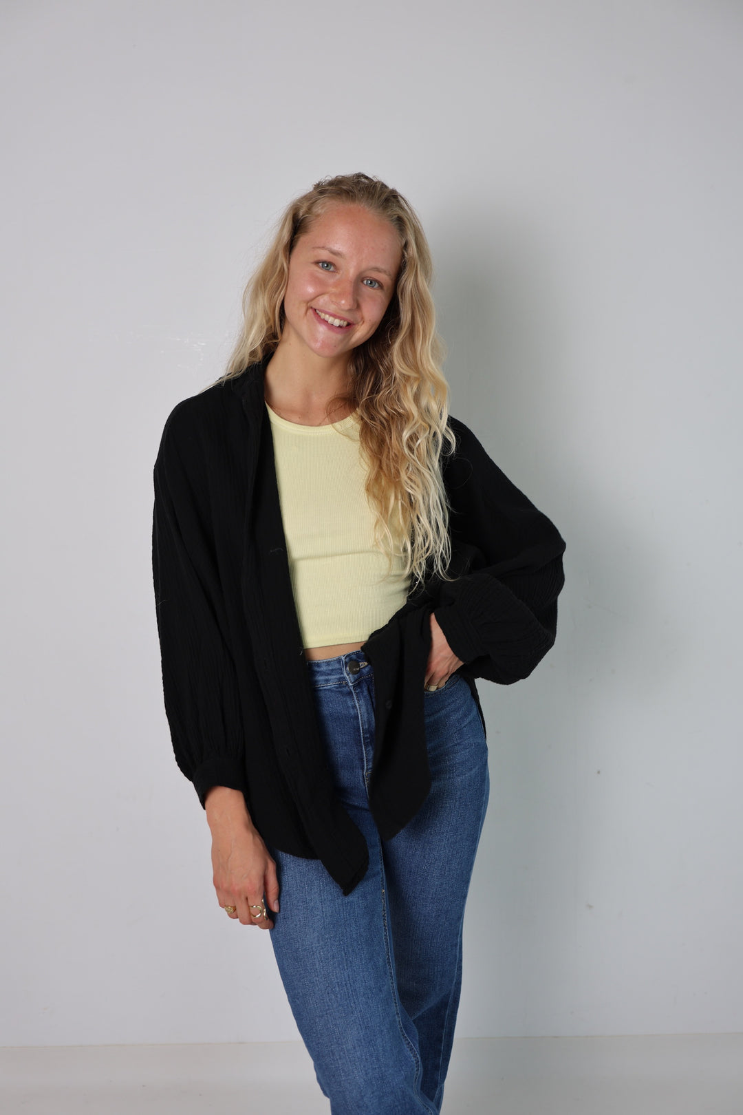 Oversize Blusenhemd aus Musselin Golden Eye