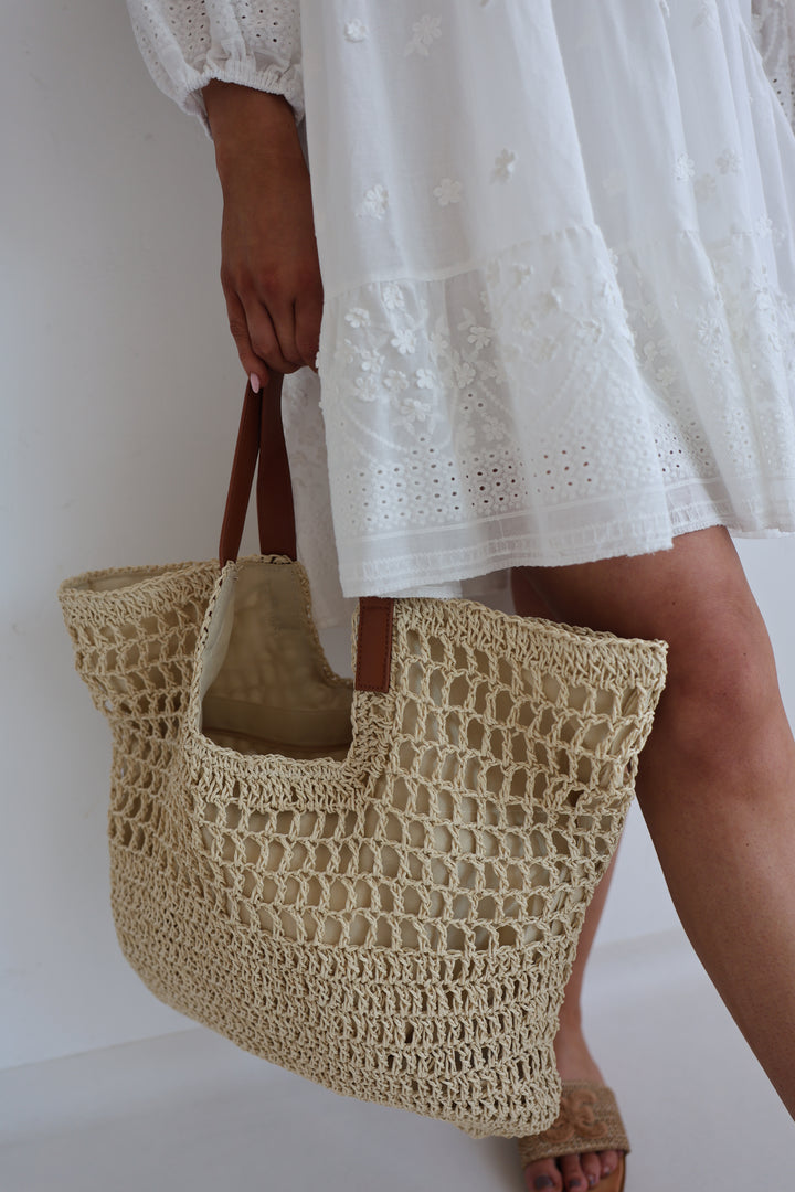 Große geflochtene Strandtasche Palm Beach