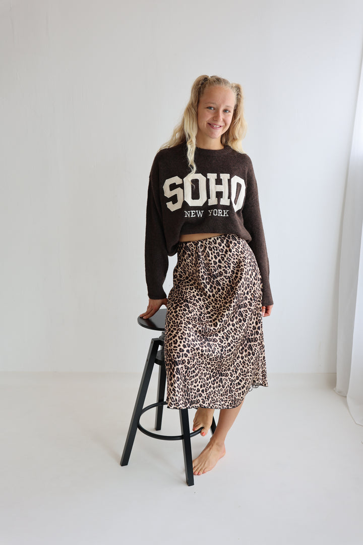 Satinrock mit Leoprint Lina