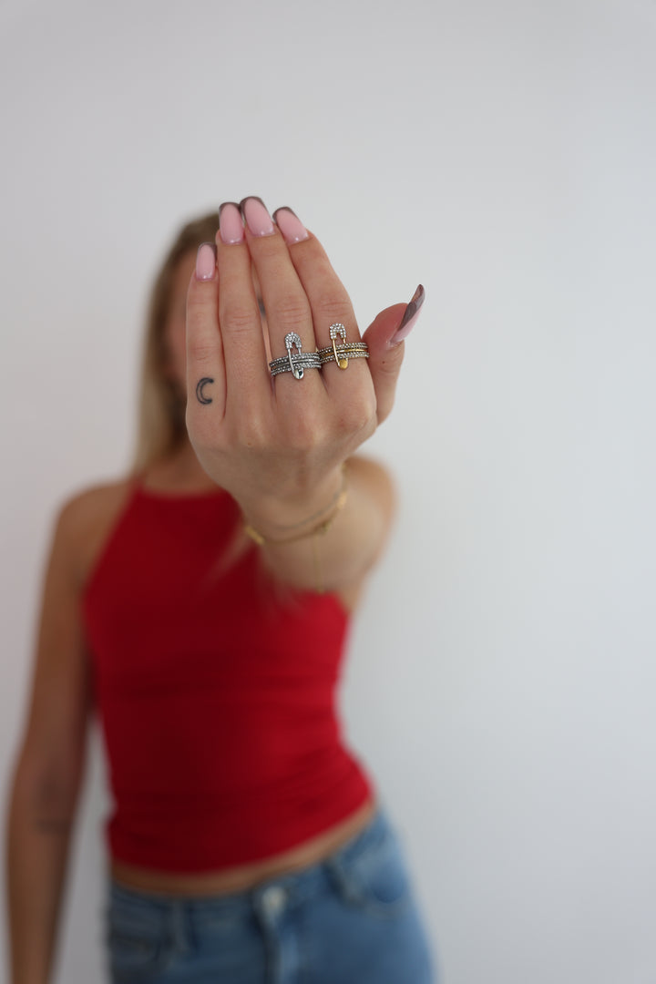 Ring Diamond Safety Pin