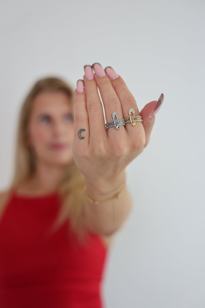 Ring Diamond Safety Pin