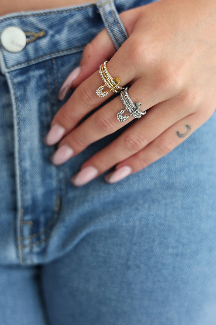 Ring Diamond Safety Pin