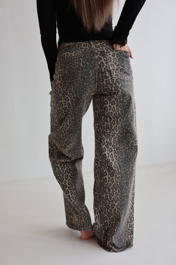 Wide Leg Jeans mit Leoprint (6265-34)