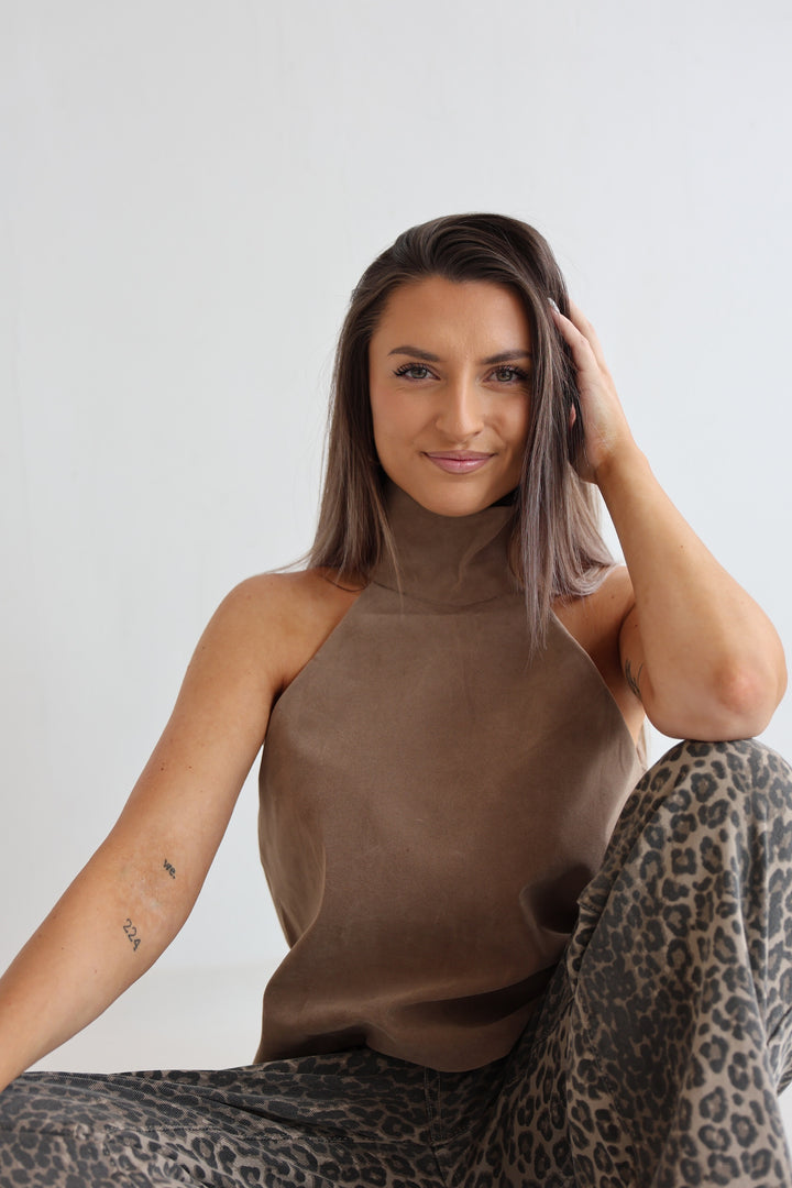Neckholder-Top Velour Chic