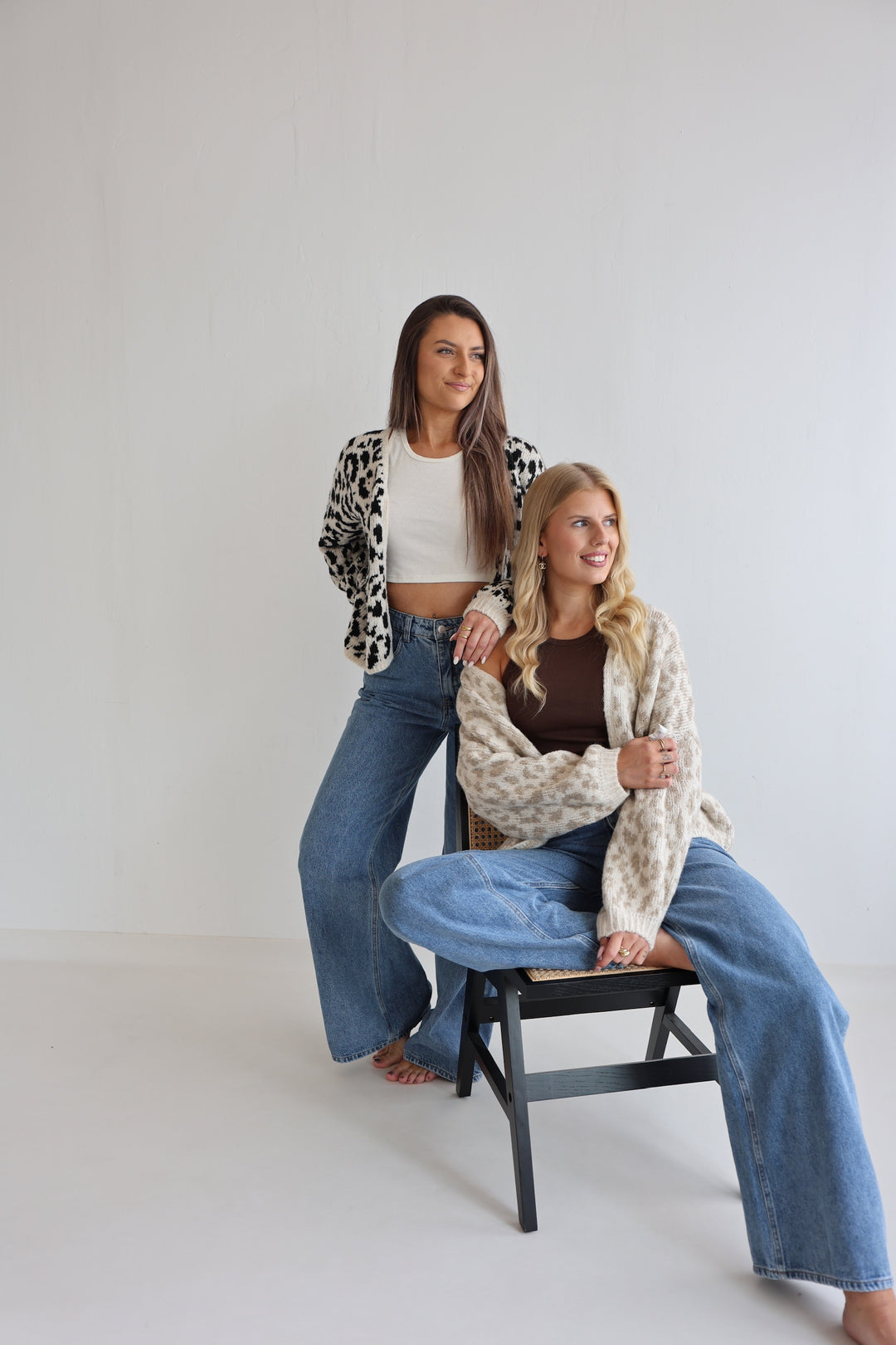 Offener Cardigan mit Leoprint