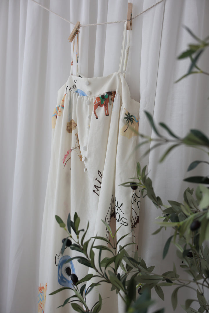 Langes Kleid mit Print Greece