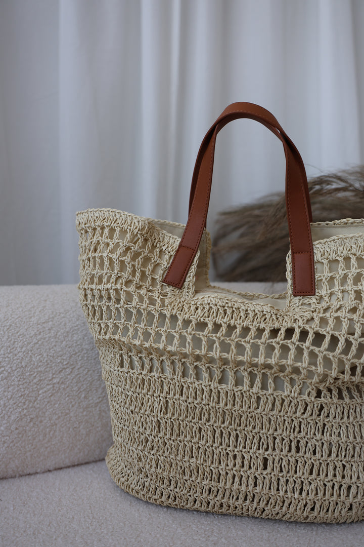 Große geflochtene Strandtasche Palm Beach