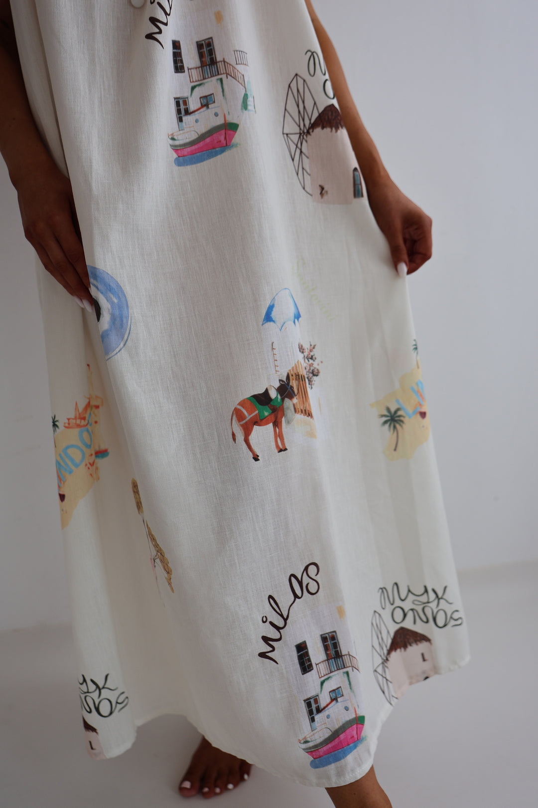 Langes Kleid mit Print Greece