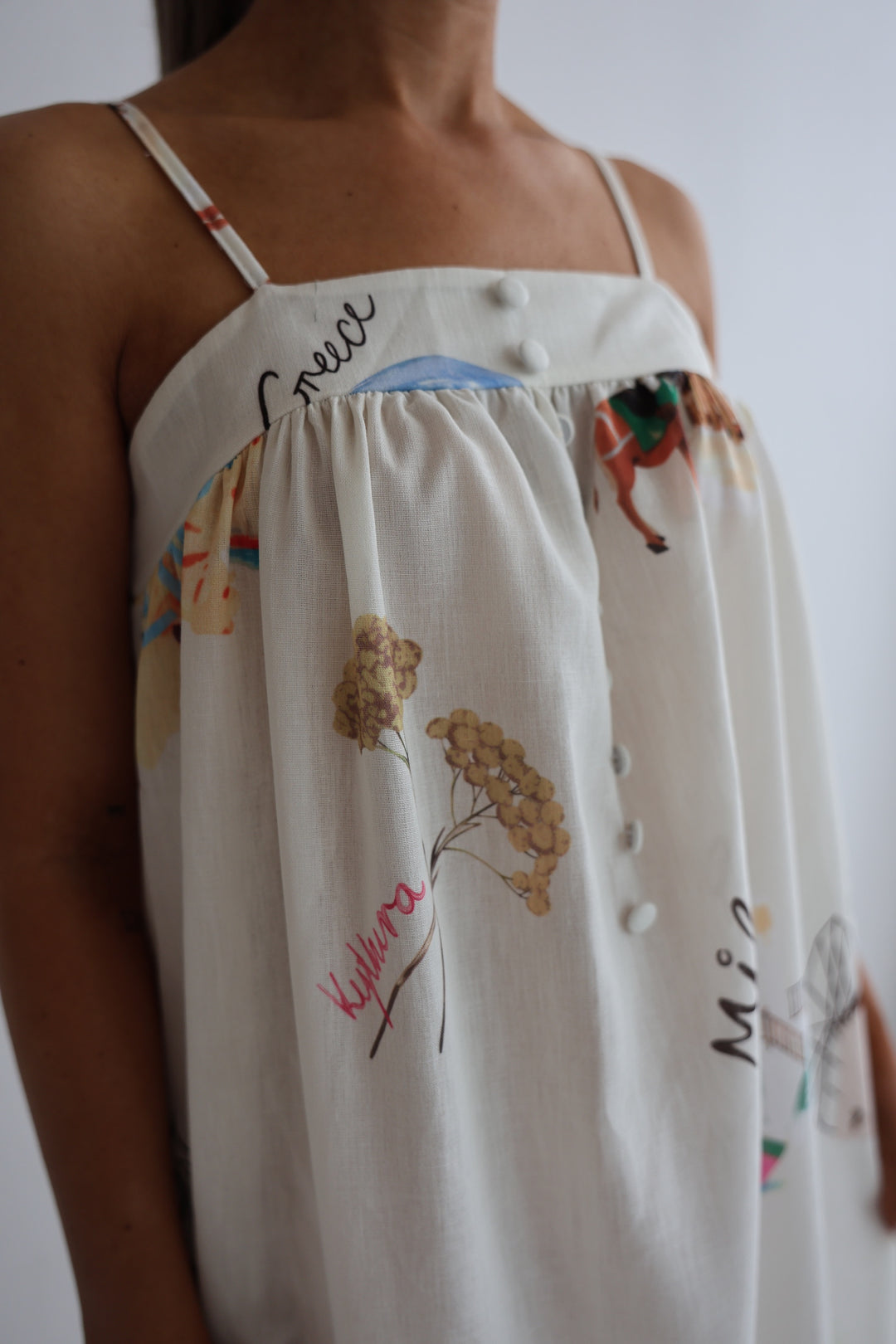 Langes Kleid mit Print Greece