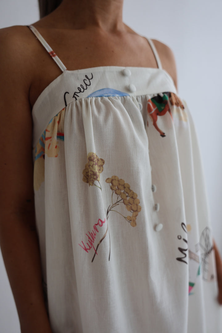 Langes Kleid mit Print Greece