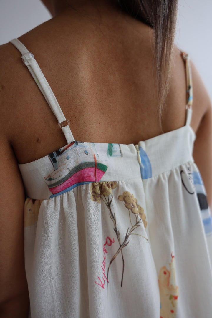 Langes Kleid mit Print Greece