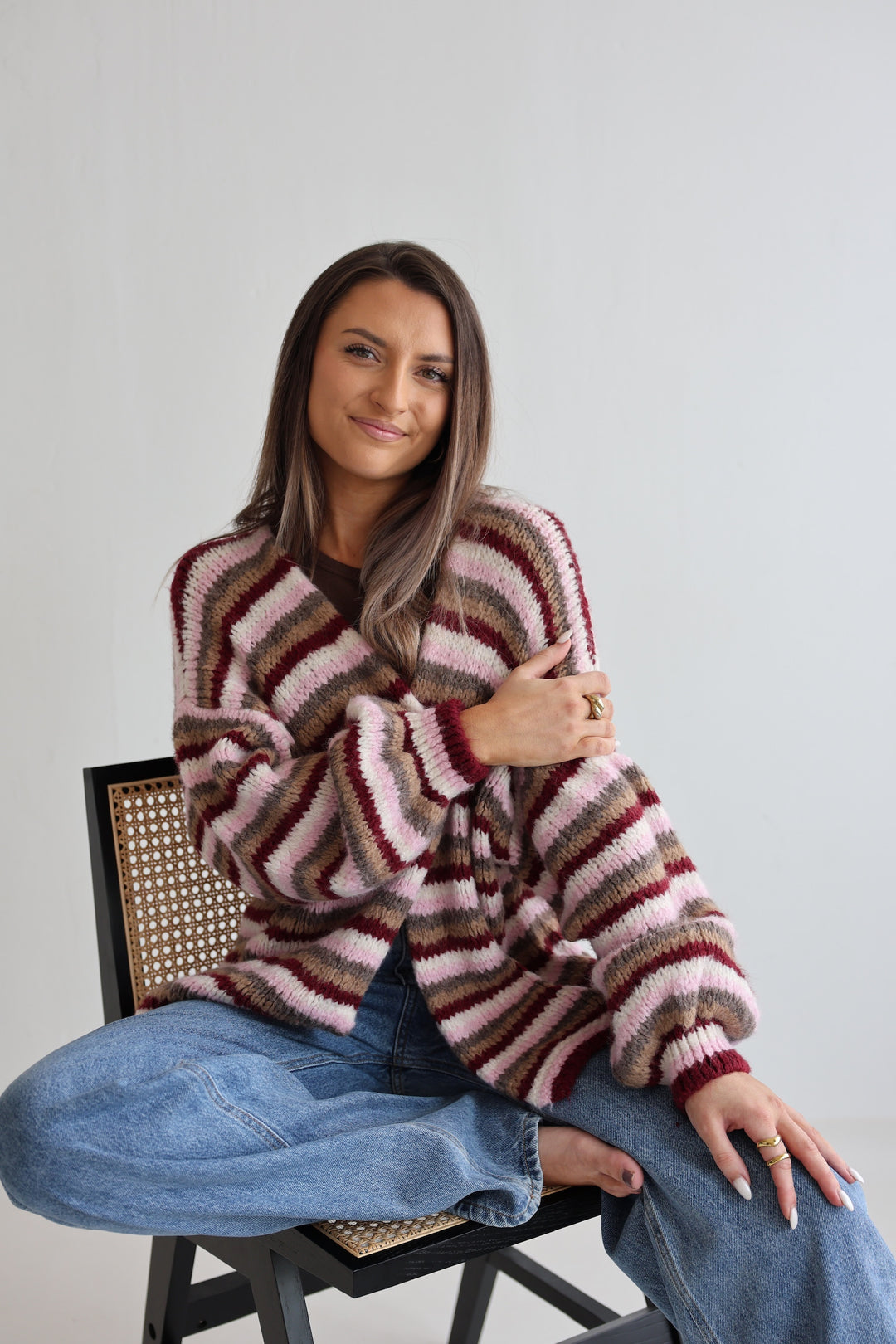 Gestreifter Oversize Cardigan Merle