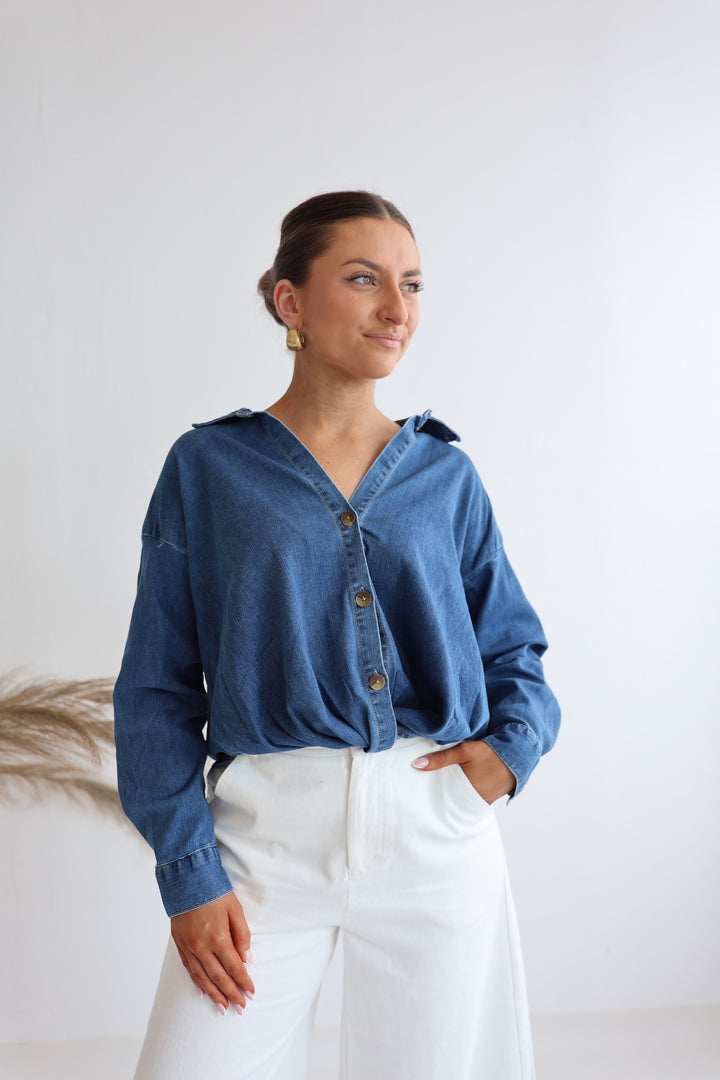 Jeans Hemd Dark Blue Fit