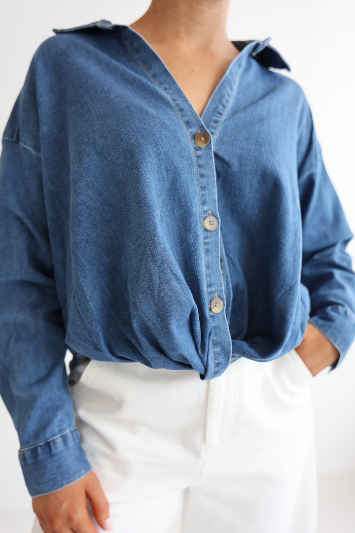 Jeans Hemd Dark Blue Fit