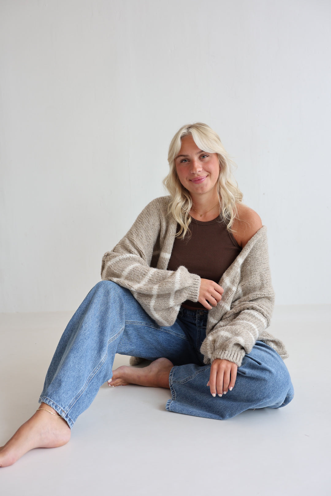 Oversize Strickcardigan Half Stripes