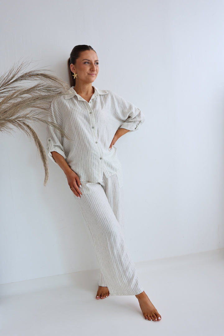 Gestreifter Zweiteiler aus Leinen Amalfi