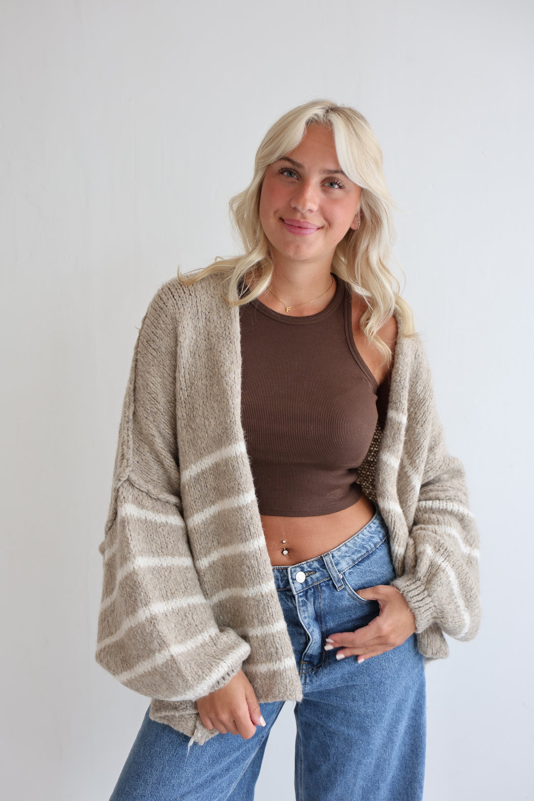 Oversize Strickcardigan Half Stripes
