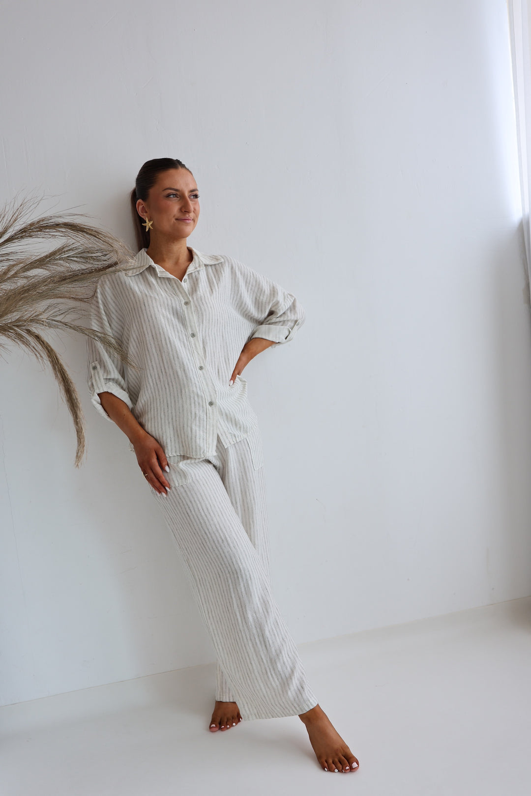 Gestreifter Zweiteiler aus Leinen Amalfi