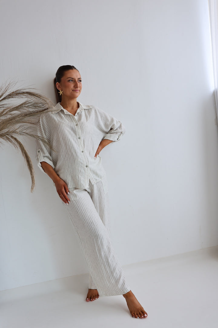 Gestreifter Zweiteiler aus Leinen Amalfi