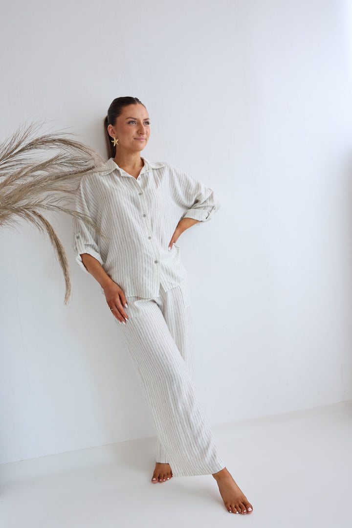 Gestreifter Zweiteiler aus Leinen Amalfi