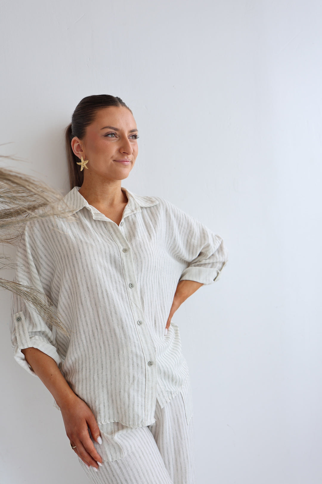 Gestreifter Zweiteiler aus Leinen Amalfi