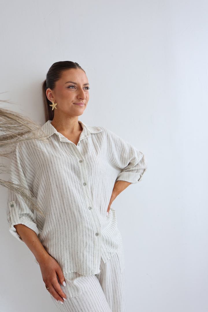 Gestreifter Zweiteiler aus Leinen Amalfi