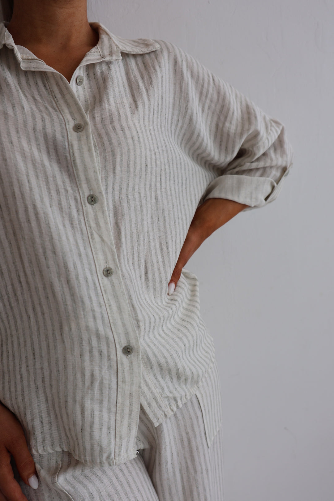 Gestreifter Zweiteiler aus Leinen Amalfi