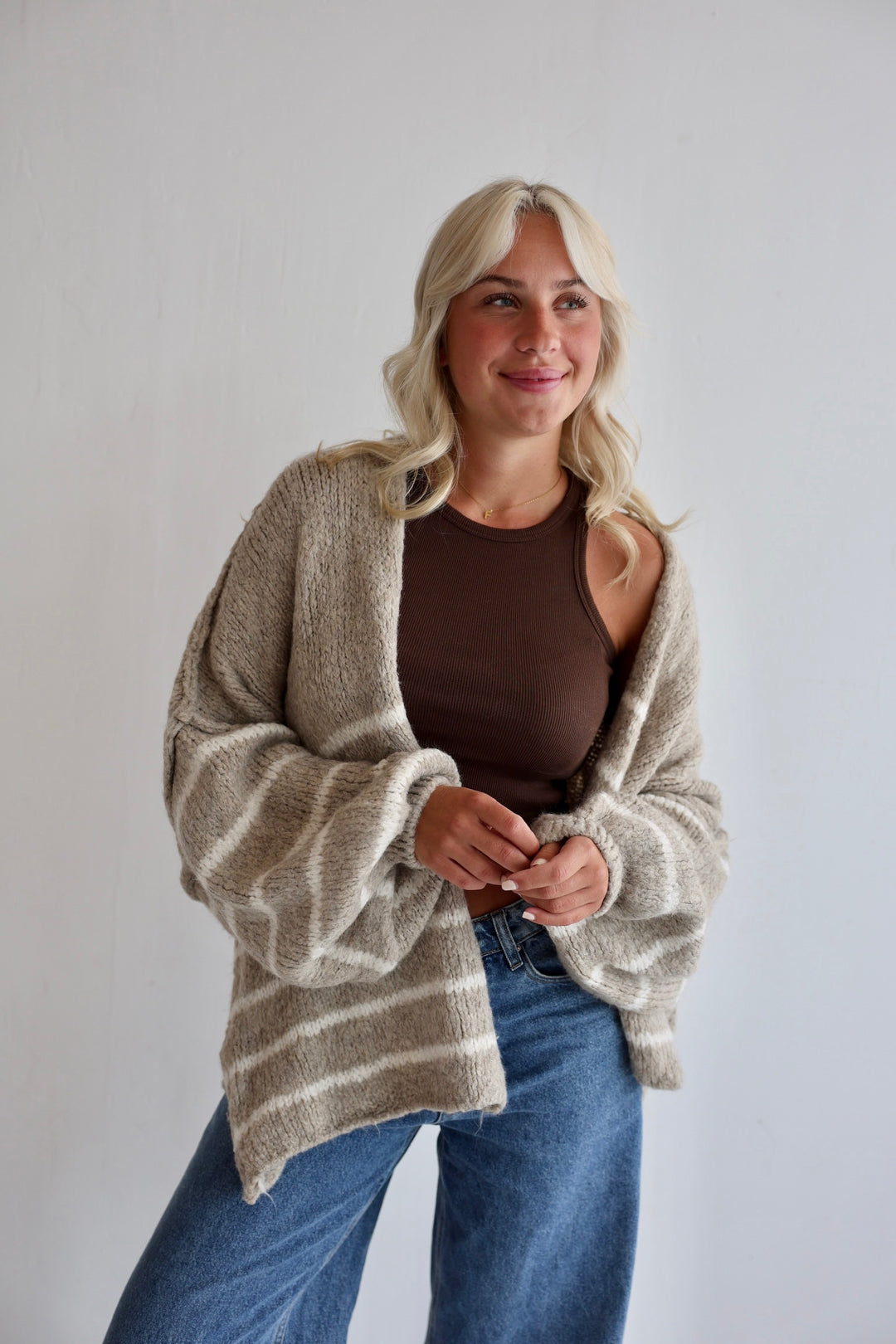 Oversize Strickcardigan Half Stripes