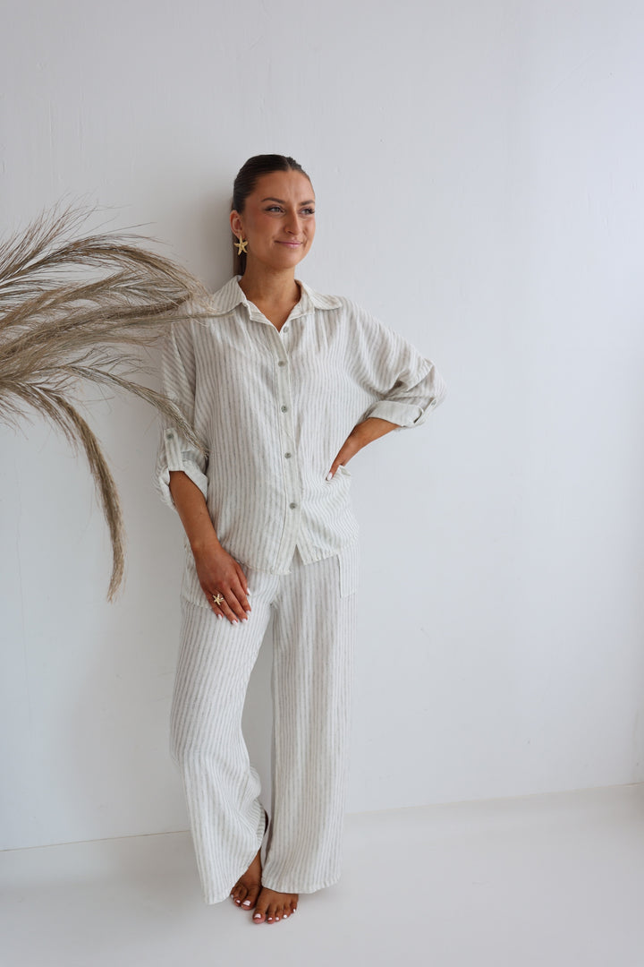 Gestreifter Zweiteiler aus Leinen Amalfi