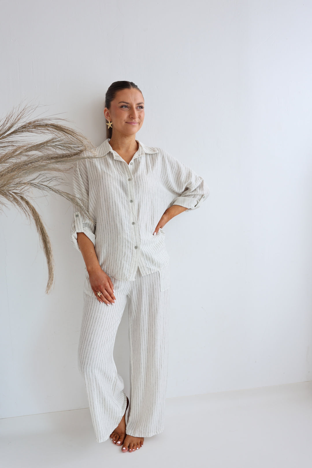 Gestreifter Zweiteiler aus Leinen Amalfi