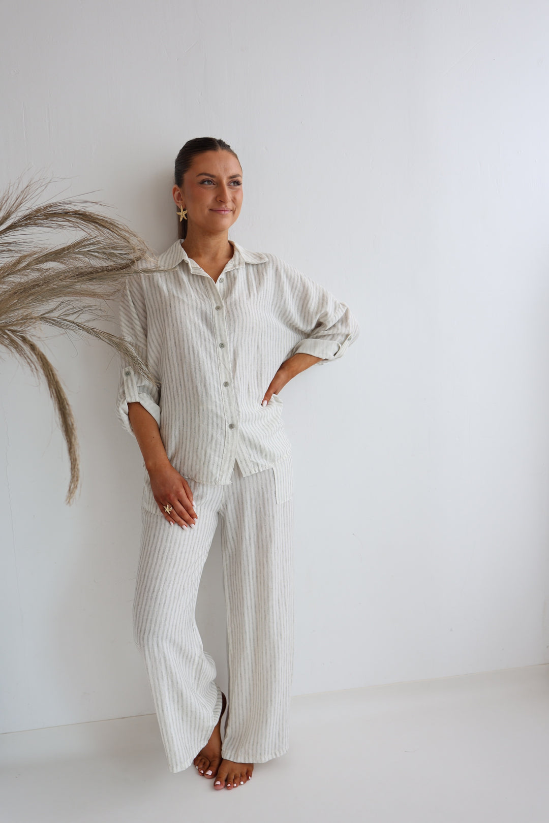 Gestreifter Zweiteiler aus Leinen Amalfi