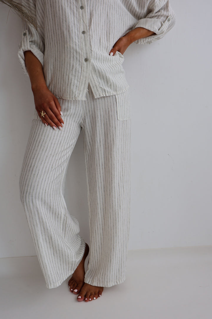 Gestreifter Zweiteiler aus Leinen Amalfi