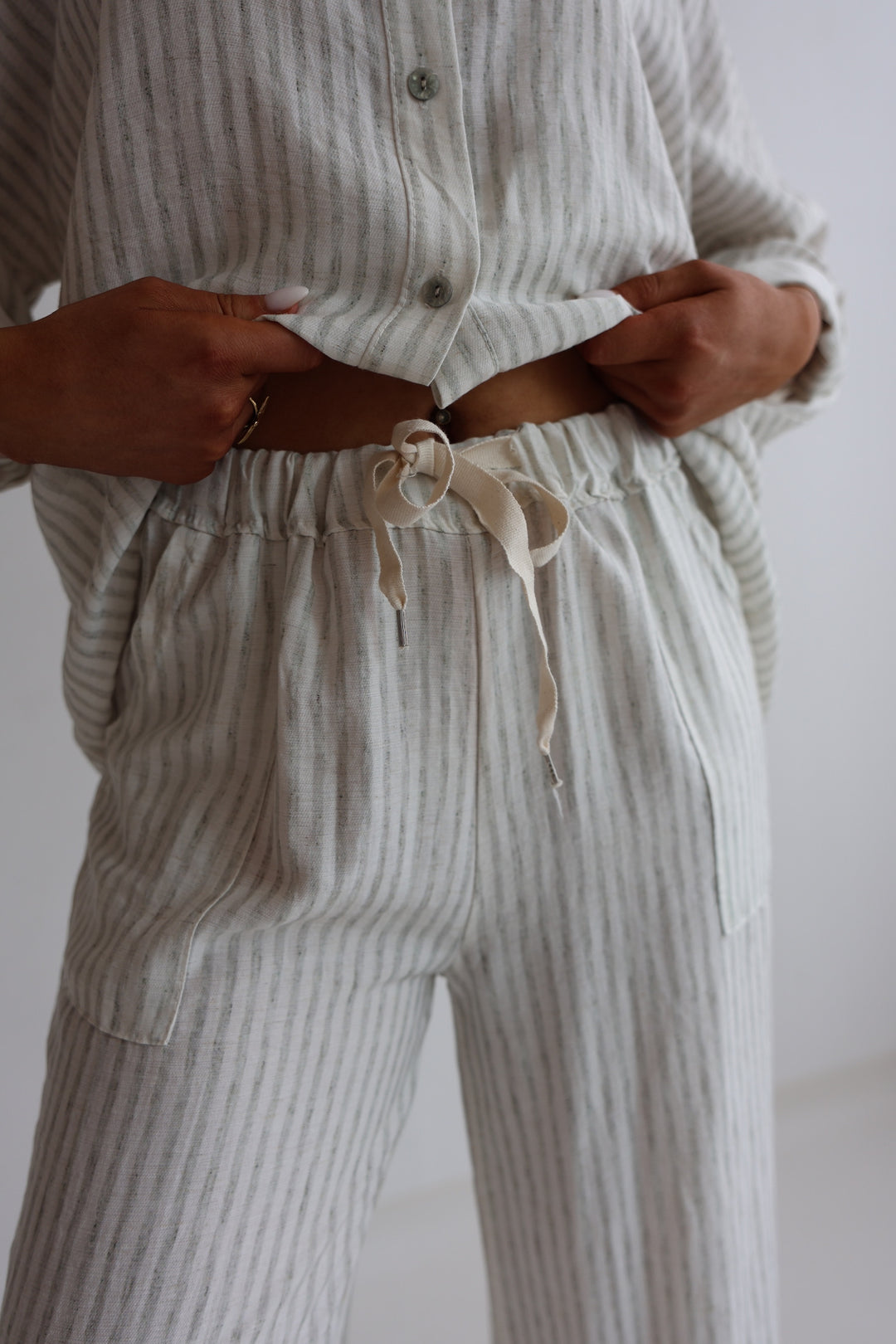 Gestreifter Zweiteiler aus Leinen Amalfi