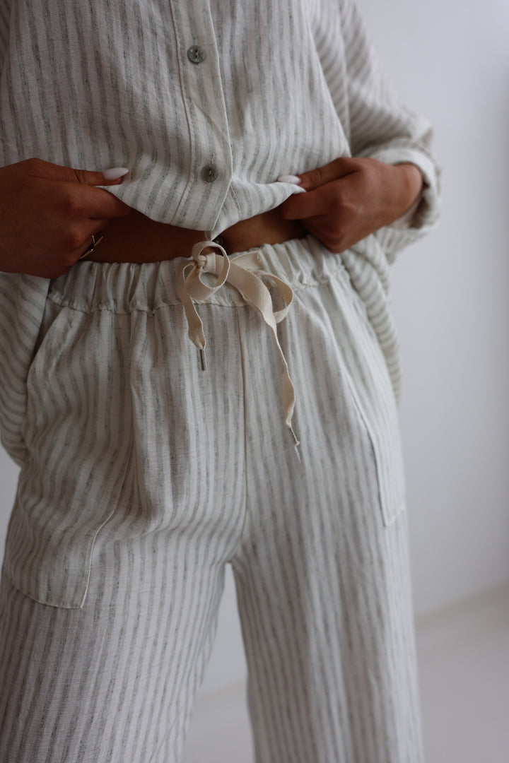 Gestreifter Zweiteiler aus Leinen Amalfi