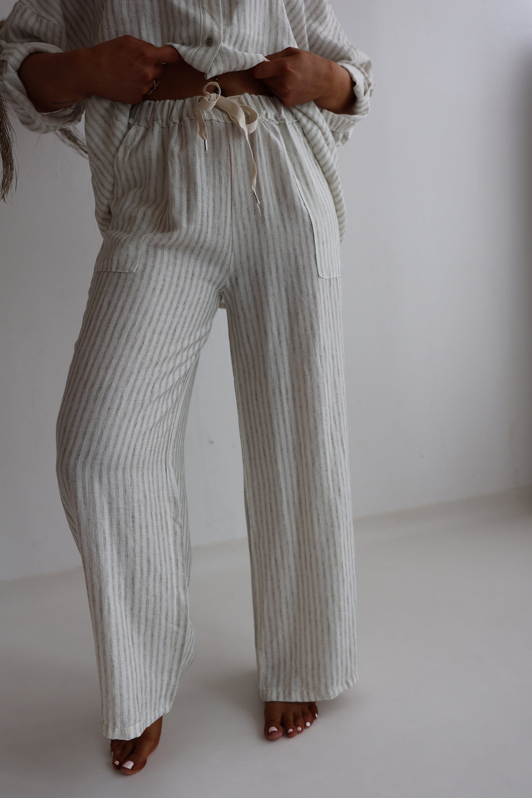 Gestreifter Zweiteiler aus Leinen Amalfi