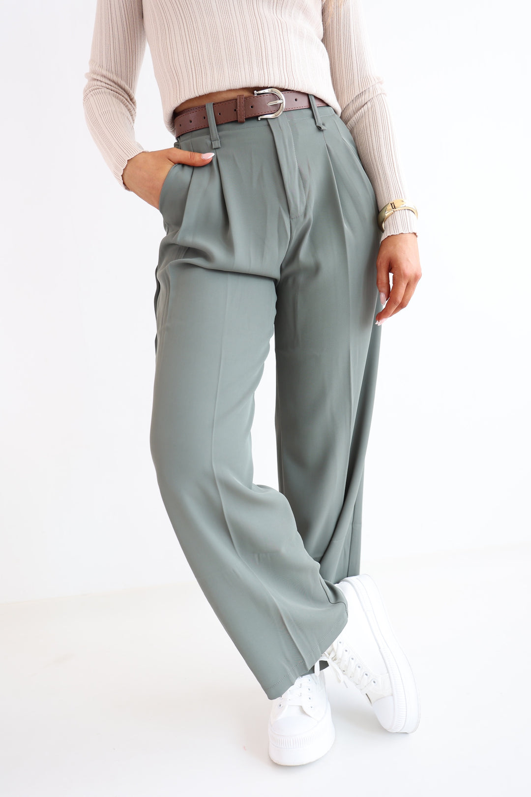 Bundfaltenhose mit Gürtel Anna