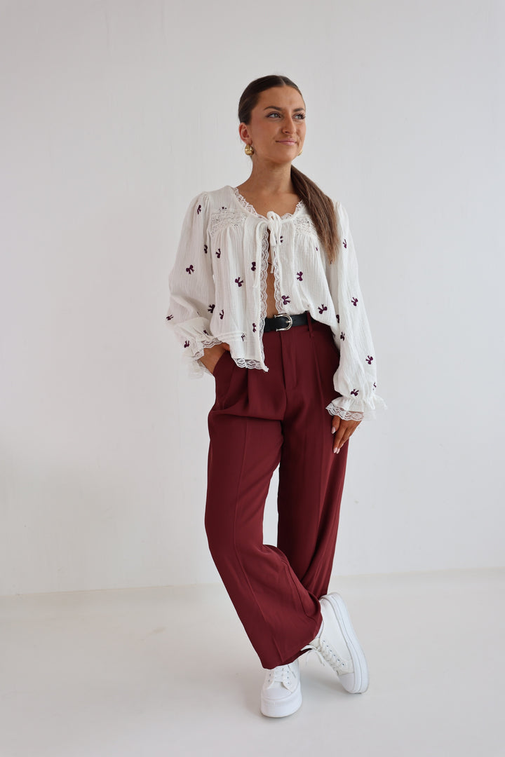 Musselincardigan Bowtime