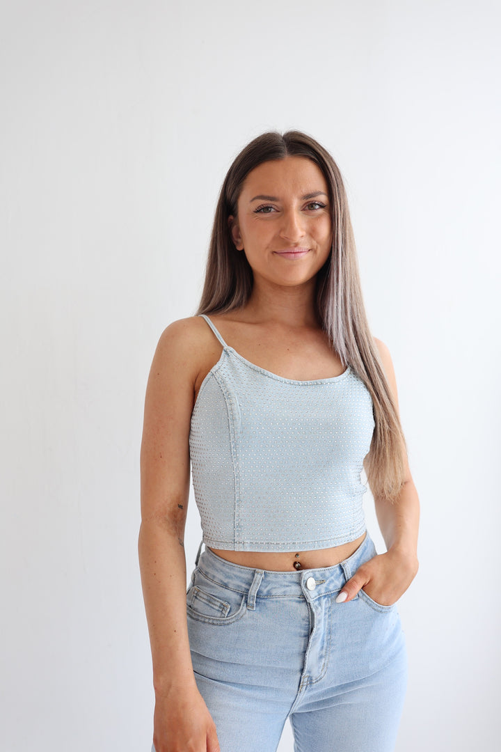 Kurzes Jeanstop Diamonds