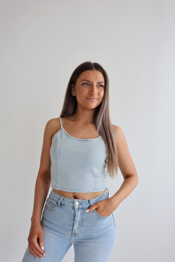 Kurzes Jeanstop Diamonds