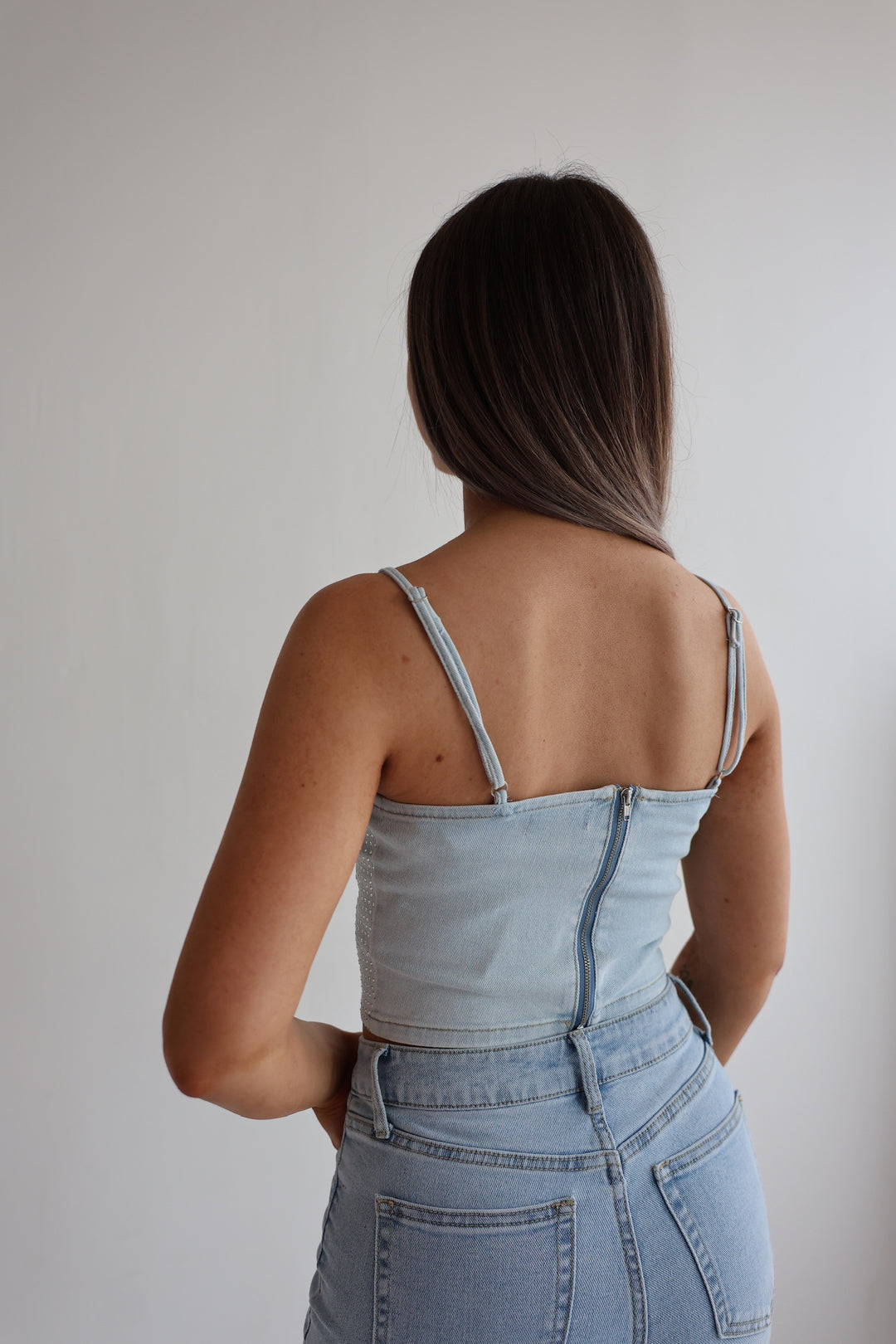 Kurzes Jeanstop Diamonds