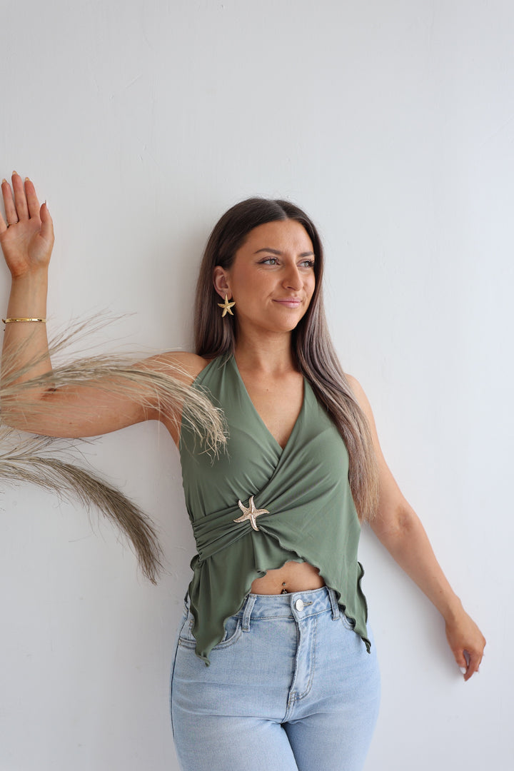 Neckholder Top Golden Seestar