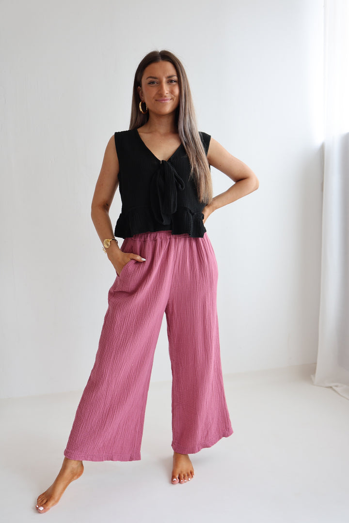 3/4 Musselinhose Casual Fit